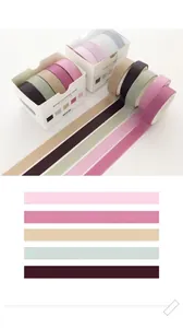 Detailed color palette and swatches of five roll basic solid color washi tape set