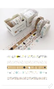Detailed patterns of five rolls Pop Art style washi tape set for DIY creative journals