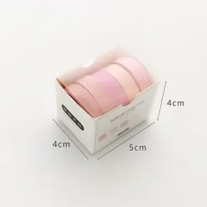 Set of 5 pastel pink washi tapes in a 5x4x4cm box for DIY scrapbooking