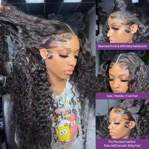 High-quality 13x6 kinky curly lace front human hair wig with a natural pre-plucked hairline