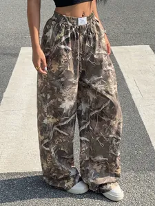 Trendige Unisex-Cargohose mit Camouflage-Muster, weitem Bein und elastischem Bund