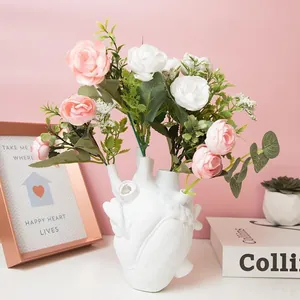 Anatomical Heart Shape Resin Vase For Flowers Creative Human Organ Sculpture Medical Desktop Home Decor Art Ornament Gift