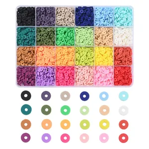 Bohemian Polymer Clay Round Beads DIY Jewelry Making Assortment Transparent Box Multicolored Heishi Beads Collection