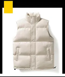 Men's stylish off-white puffer vest for autumn and winter outdoor wear
