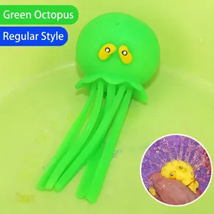 Vibrant green octopus squishy toy designed for fun bath time and outdoor water play