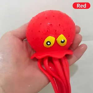 Vibrant red octopus squeeze water toy for creative bath time and pool play fun kids