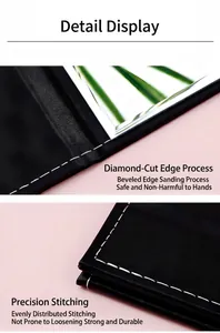 Close-up of premium leather cover stitching and diamond-cut mirror edge