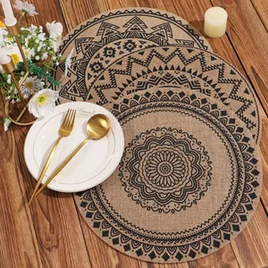 Bohemian Round Polyester Placemat Mandala Geometric Printed Heat Resistant Table Mat Vintage Rustic Dining Home Decor