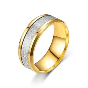Bague tendance pour homme en acier inoxydable bicolore or et argent avec motif dragon
