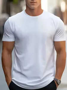 Wit heren sport-T-shirt met korte mouwen, ademend voor fitness en dagelijks trainen