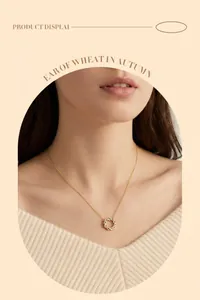 Detailed view of a gold Mobius ring necklace on a woman's neck for elegant styling.