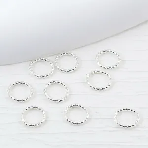 Set of silver twisted textured connection rings for handmade DIY jewelry bracelets