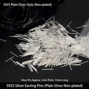 High-quality S925 sterling silver earring posts, 1mm thickness and 13mm length