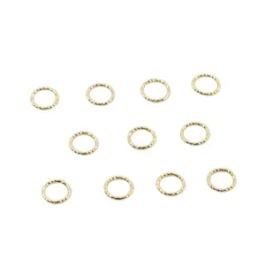 Textured 14K gold-plated twisted jump rings for handmade DIY jewelry making