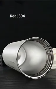 Close-up showing the smooth 304 food-grade stainless steel interior of the vacuum coffee mug