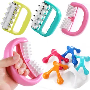 Versatile multi-color handheld roller massager and manual plastic claw massage tools set