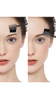 Detail showing double-headed brush used for grooming eyebrows and eyelashes.