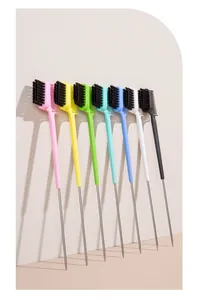 Professional double-sided eyebrow brush and comb set with stainless steel pintail