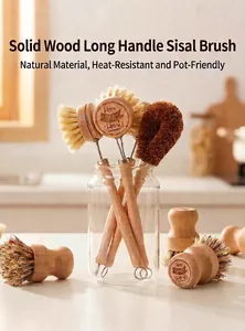Beech wood kitchen brushes with sisal and palm bristles for eco-friendly cleaning