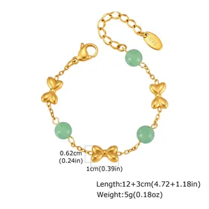 Detailed size and weight specifications for children's gold bow-knot charm bracelet