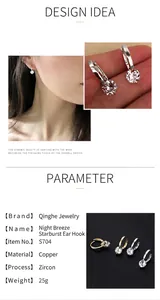 Close-up detail view of minimalist zircon hoop earrings available in gold and silver finish