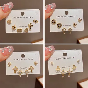 Elegant minimalist Korean style small stud earring sets with multiple designs.