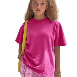 Kids solid rose pink short sleeve T-shirt for casual daily wear and school style