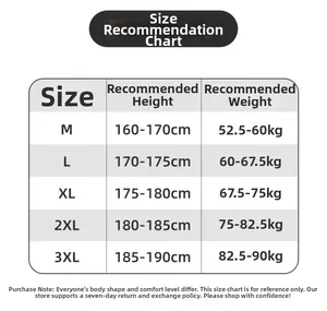 Comprehensive size recommendation chart for men's quick-dry casual beach shorts.