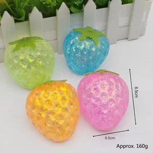 Colorful glitter strawberry squishy toy for stress relief with slow rebound effect