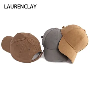 Minimalist faux suede baseball caps in earth tones for unisex sun protection outdoors