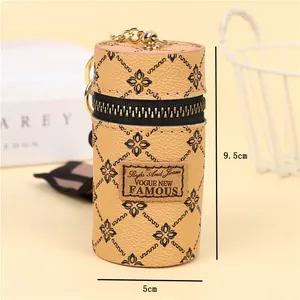 Detailed size guide for the portable mini bucket coin purse with vintage floral pattern