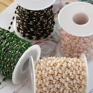 Handmade 14K gold filled crystal square bead chain rolls for DIY jewelry making