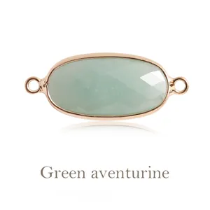 Detailed view of faceted green aventurine stone connector for jewelry necklaces