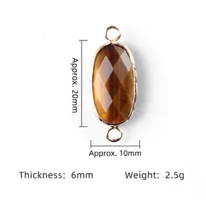 Natural tiger eye stone faceted rectangular connector pendant for DIY jewelry making