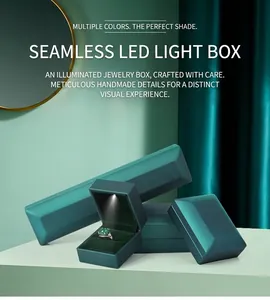 Luxury emerald green LED jewelry packaging box for rings and necklaces displays