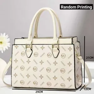 Elegant ivory patterned commuter handbag with spacious capacity and top handle