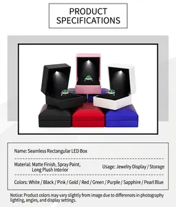 Detail view of premium LED jewelry box with internal lighting and parameters