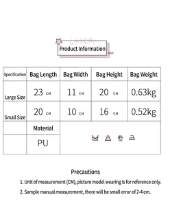 Comprehensive size and weight specifications chart for novelty PU telephone crossbody bag