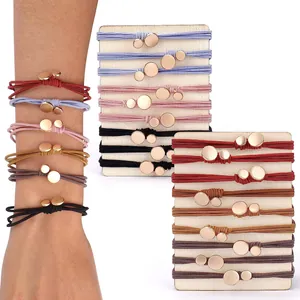 Handmade bohemian elastic hair ties and bracelets with rose gold beads