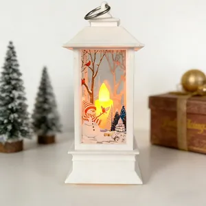 White Christmas LED lantern featuring a snowman scene, perfect for holiday decor