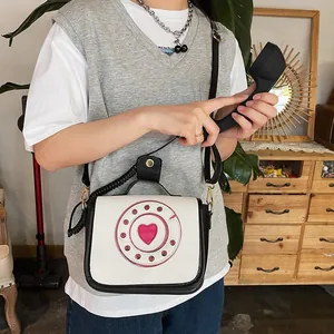 Creative vintage telephone-shaped PU leather crossbody bag with handset accessory