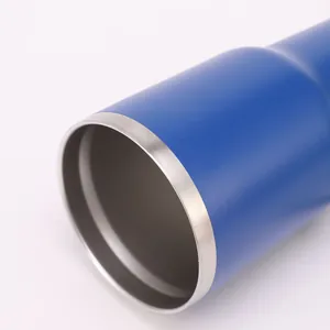 Blue 30oz stainless steel insulated tumbler with vacuum seal and brushed metal rim detail