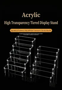 Premium clear tiered acrylic display stand with 4 and 6 steps for collectible figures