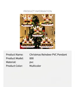 Detailed macro view of multi-reindeer PVC Christmas ornaments with hanging loops.