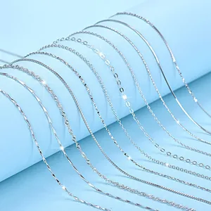 Detailed view of various S925 silver necklace chains with delicate textures