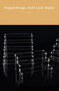 Tiered transparent acrylic display stand for collectibles and desktop storage home organizer