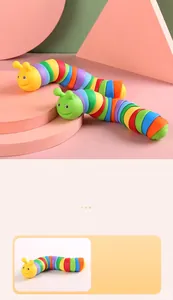 Colorful rainbow articulated slug fidget toy for stress relief and sensory play