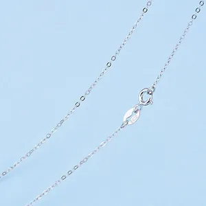 925 Sterling Silver O-Chain Necklace Minimalist White Gold Plated Cross-Cut Plain Chain Fine Clavicle Necklace For Women Men Jewelry