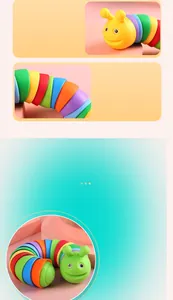 Detailed view of colorful flexible rainbow caterpillar toy for sensory stress relief