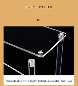 Detailed view of acrylic display stand showing easy screw assembly.